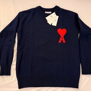 Fetching Navy blue Ami Paris crew neck sweater.